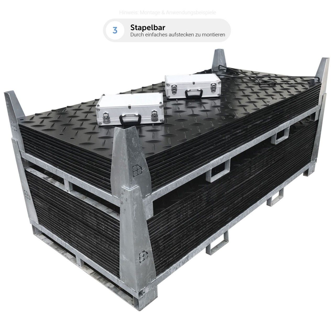 SmartStore Transportgestell - Stapelbare Fahrplattenbox bzw. Bodenschutzplattenbox aus verzinktem Stahl inkl. Eckwinkeln.