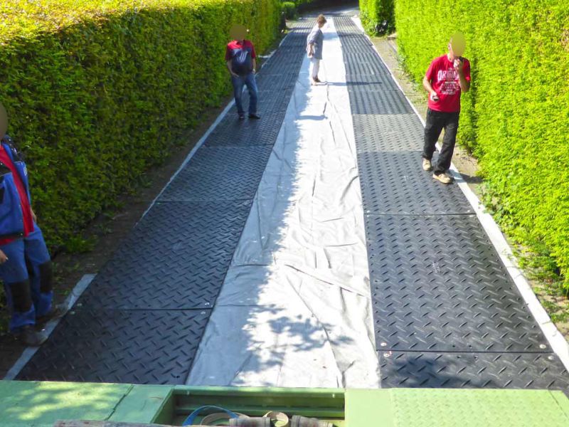 Mobile Baustraße zur Errichtung eines Modul-Hauses in Kassel