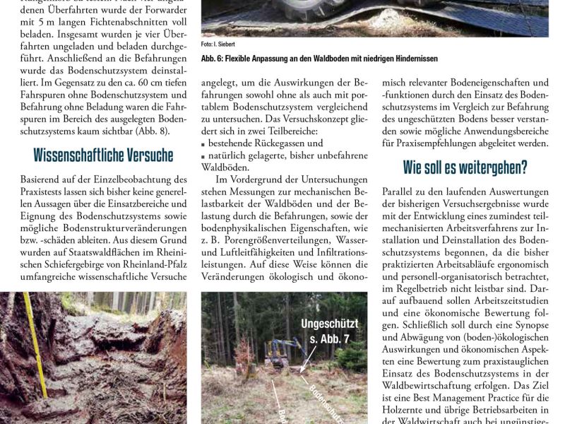 Bericht über den wissenschaftlich angelegten Test unser Bodenschutzplatten in der Waldarbeit