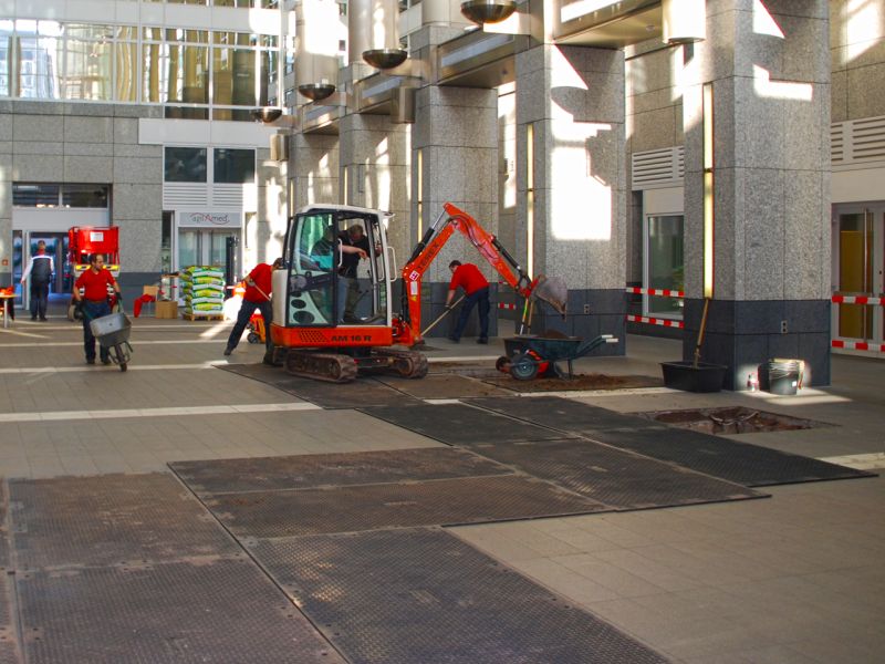 Temporärer Bodenschutz in einem Geschäftsgebäude
