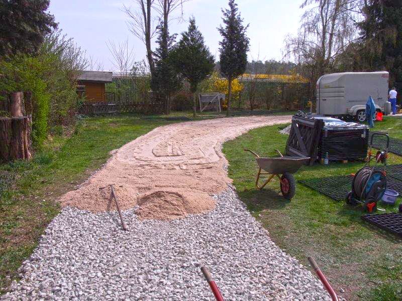 Befestigung eines Gartenweg ohne Unterbau mit Bodengitter BG50