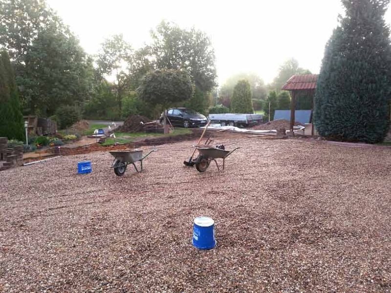 Unversiegelte, wasserdurchlässige Kiesstabilisierung mit dem Kiesgitter KG30