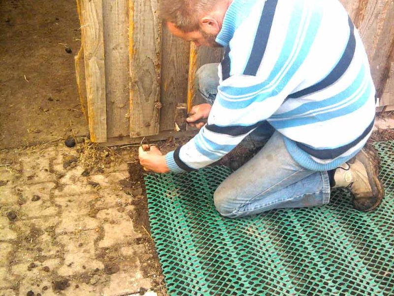 Rasennetz zum Rasenschutz für einen Offenstall und Auslauf eines Esel