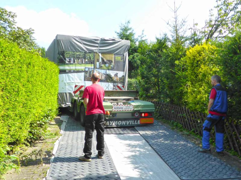 Mobile Baustraße zur Errichtung eines Modul-Hauses in Kassel
