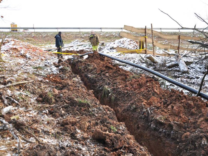 Mobile Baustraße Telekom-Baustelle Esselbach im Steigerwald mit der s:tek 48 Bodenschutzplatte