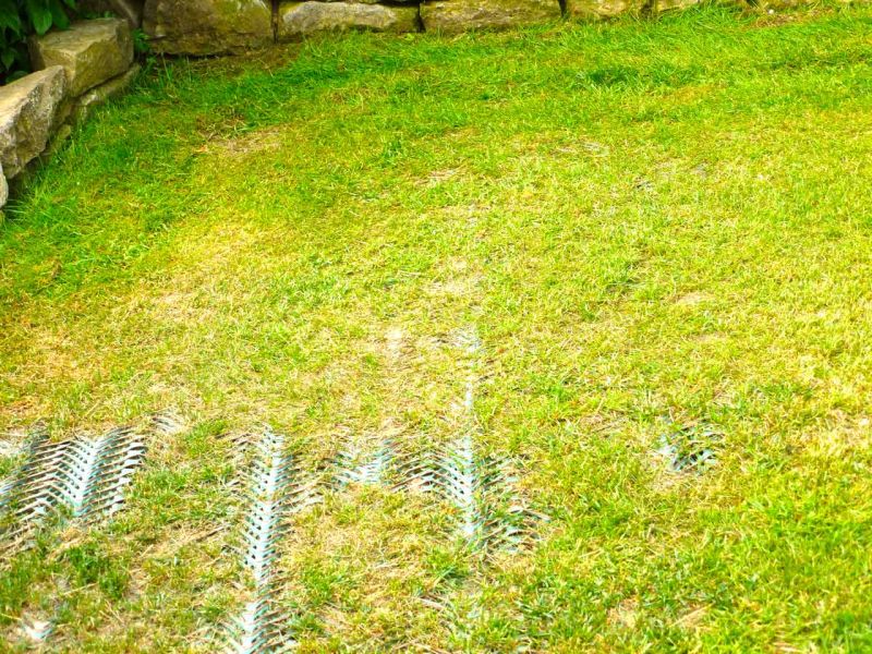 Rasennetz RN 1000 als Traktionshilfe für Mährobter in Gärten mit Hanglage