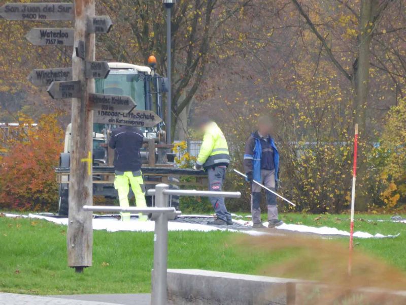 Fahrplatten als mobile Baustraße im Rohrleitungsbau in Giessen