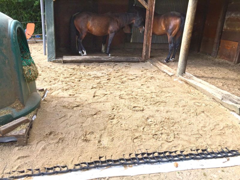 Futterplatz, Paddock und Offenstall - Matschfreie Bodenbefestigung ohne Unterbau