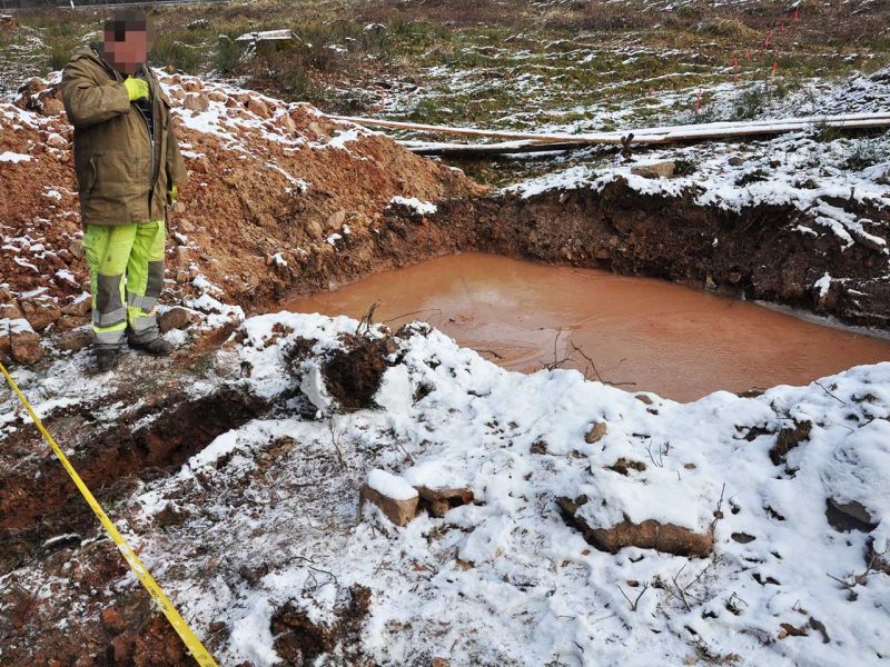 Mobile Baustraße Telekom-Baustelle Esselbach im Steigerwald mit der s:tek 48 Bodenschutzplatte