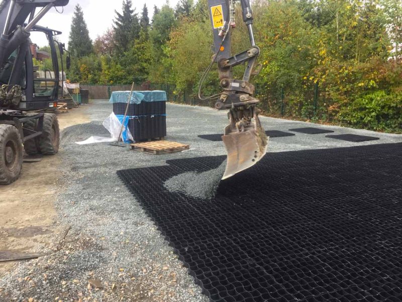 Bodengitter zur unversiegelten Schotterstabilisierung eines Lagerplatz / Lagerfläche