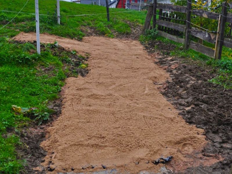 Befestigung eines steilen Weidezugang in Hanglage ohne Unterbau mit den Paddockplatten PP60