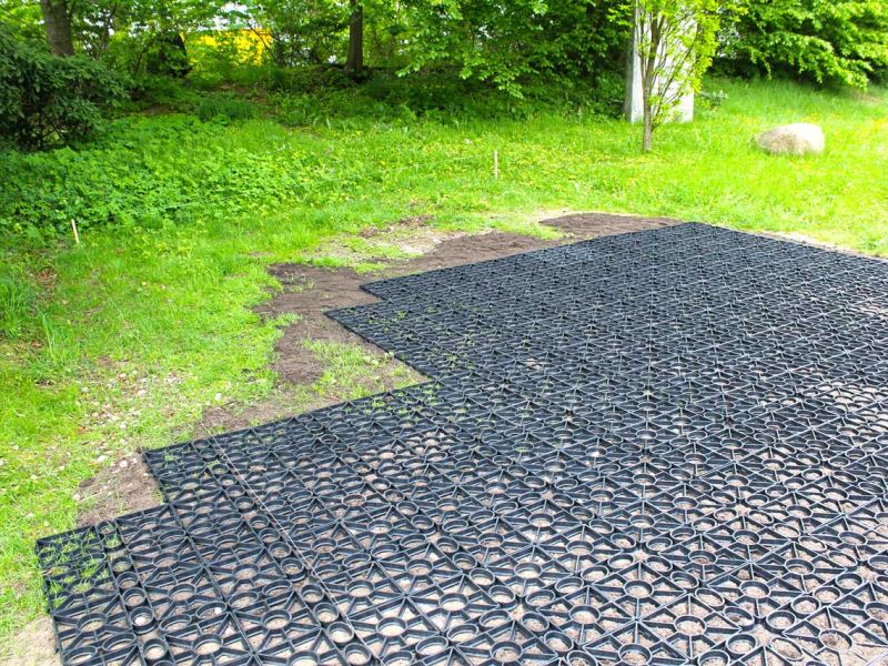 Verlegung des Rasengitter RG24 ohne Unterbau für eine Stellplatz und Wendefläche