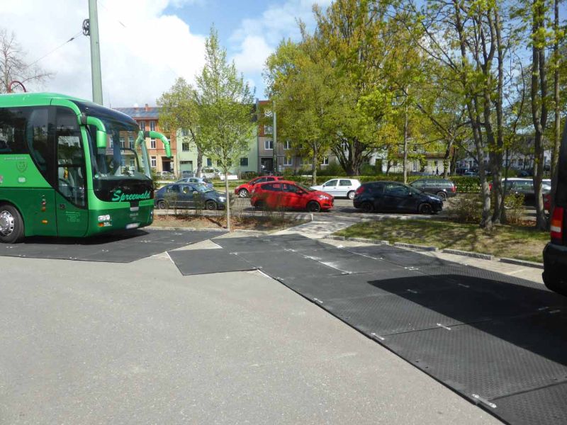 Pflasterschutz für einen temporären Busbahnhof zur BUGA