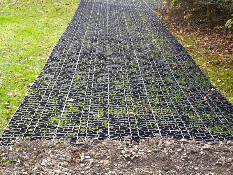 Direktverlegung des Rasengitter RG24 ohne Unterbau auf den bestehenden Rasen