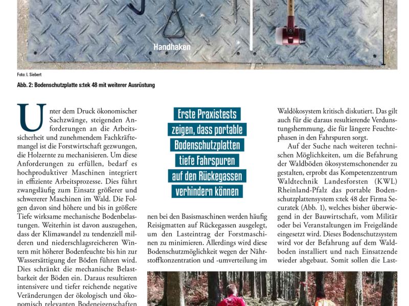Bericht über den wissenschaftlich angelegten Test unser Bodenschutzplatten in der Waldarbeit
