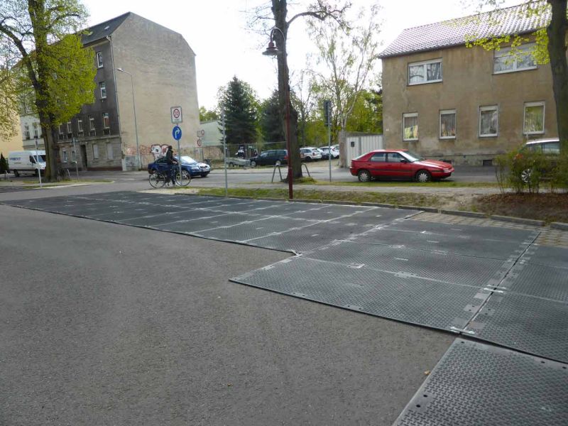 Pflasterschutz für einen temporären Busbahnhof zur BUGA