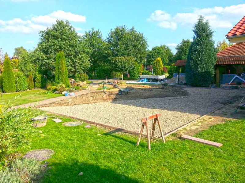 Unversiegelte, wasserdurchlässige Kiesstabilisierung mit dem Kiesgitter KG30