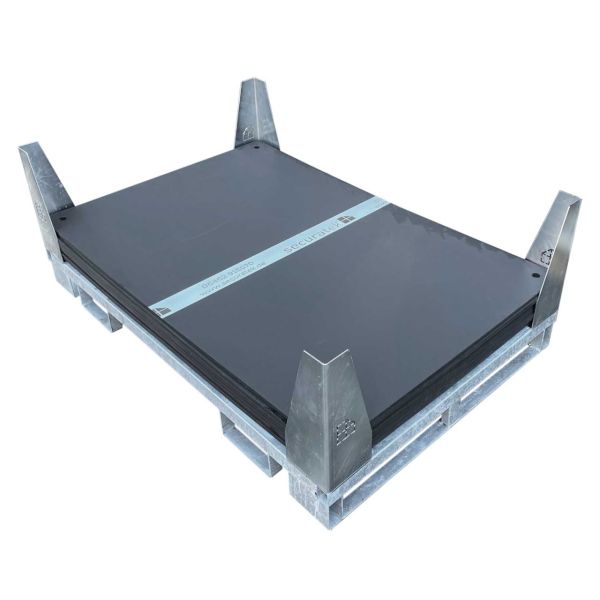 e:tek MINI EVO · 10er Fahrplatten-Set inkl. Stahlpalette und Eckwinkel-Set als Fahrplattenbox