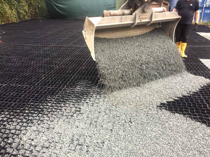 Bodengitter zur unversiegelten Schotterstabilisierung eines Lagerplatz / Lagerfläche