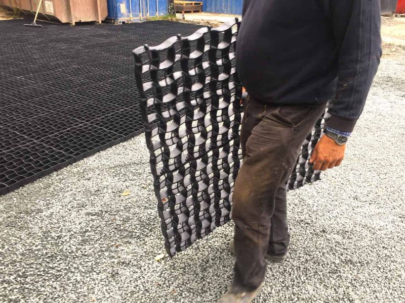 Bodengitter zur unversiegelten Schotterstabilisierung eines Lagerplatz / Lagerfläche