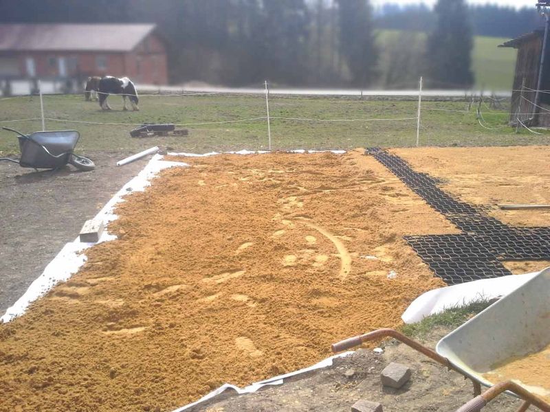 Herstellen eines Pferdepaddock ohne Unterbau mit dem Bodengitter BG30