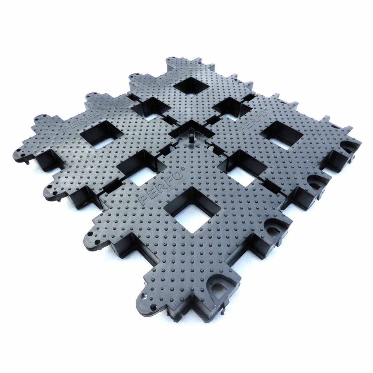 Rasengitterstein RGS35 · 0,16 m² · 400 x 400 x 35 mm · 0,75 kg · 100 t/m² · 1mm Profil · 52mm Gitteröffnungsweite · In-Top Verlegung · Kunststoff · Securatek
