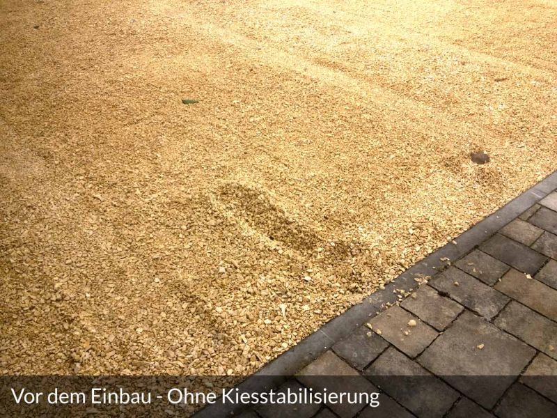 Befestigung einer Kiesfläche als Stellplatz für Auto und Anhänger mit dem Bodengitter BG50