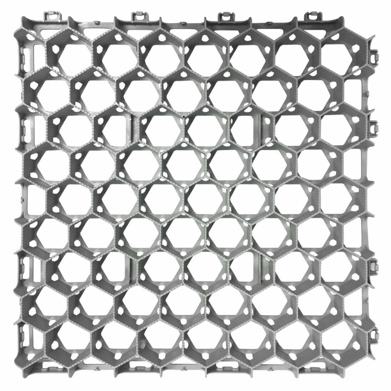 Robuste Bodenwabe zur soliden Bodenbefestigung von unversiegelten Wegen und Flächen. Die horizontalen Wabenöffnungen sorgen für eine optimale Drainage.