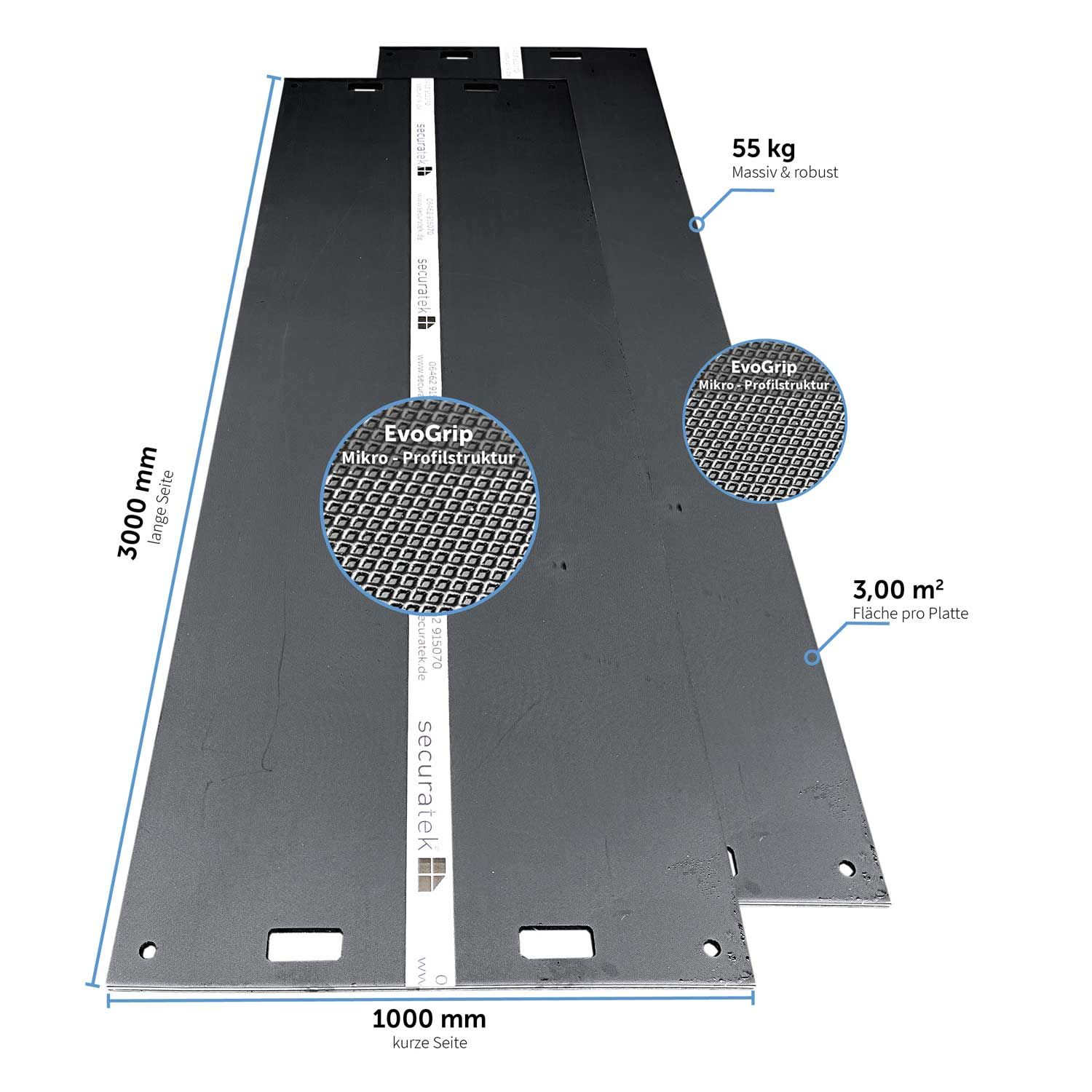 e:tek PRO EVO - Lange Fahrplatten aus Kunststoff