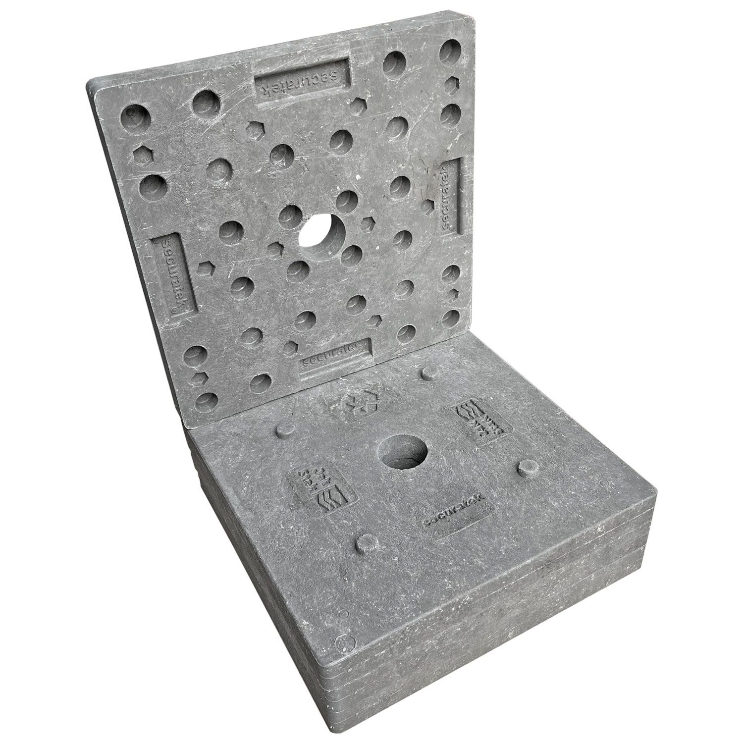 die Unterseite und Oberseite der modular stapelbaren Unterlegplatte JakStak 400