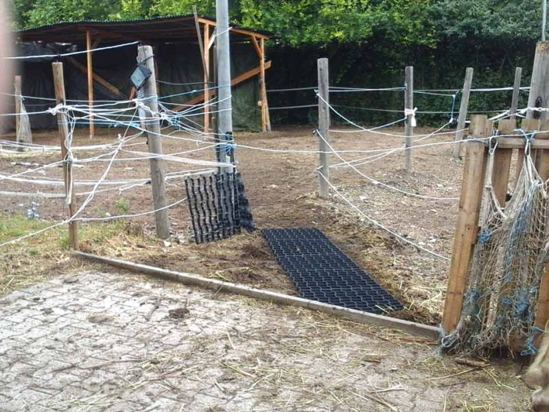Bodengitter zur Befestigung des Fußweg zum Futterplatz & Unterstand für Pferde