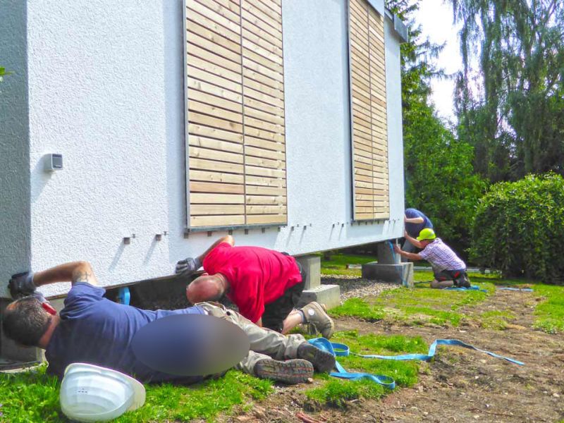Mobile Baustraße zur Errichtung eines Modul-Hauses in Kassel
