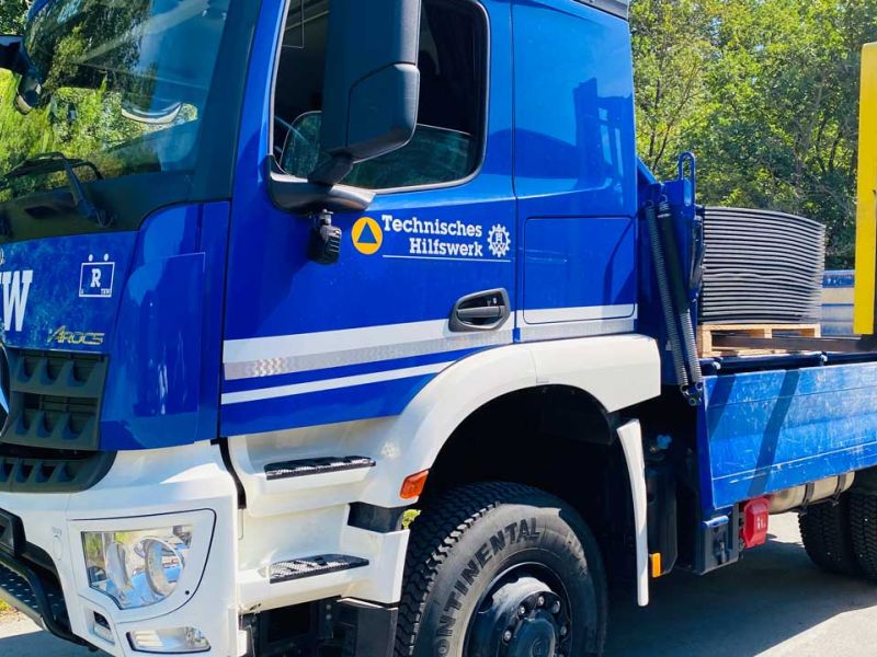 Securatek liefert Fahrbahnplatten für den THW Einsatz im Hochwasser bzw. Flutkatastrophengebiet in Ahrweiler