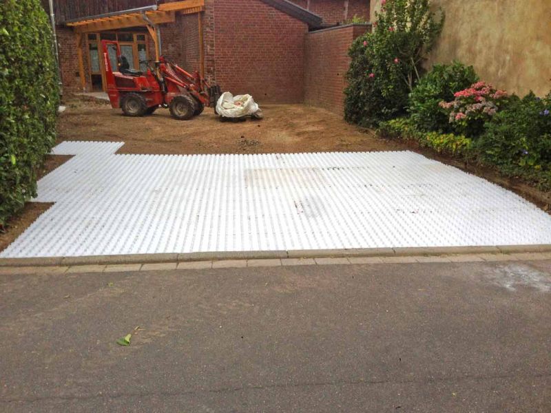 Kiesstabilisierung eines Hof und Einfahrt mit dem Kiesgitter KG30