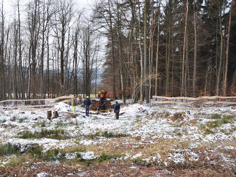 Mobile Baustraße Telekom-Baustelle Esselbach im Steigerwald mit der s:tek 48 Bodenschutzplatte