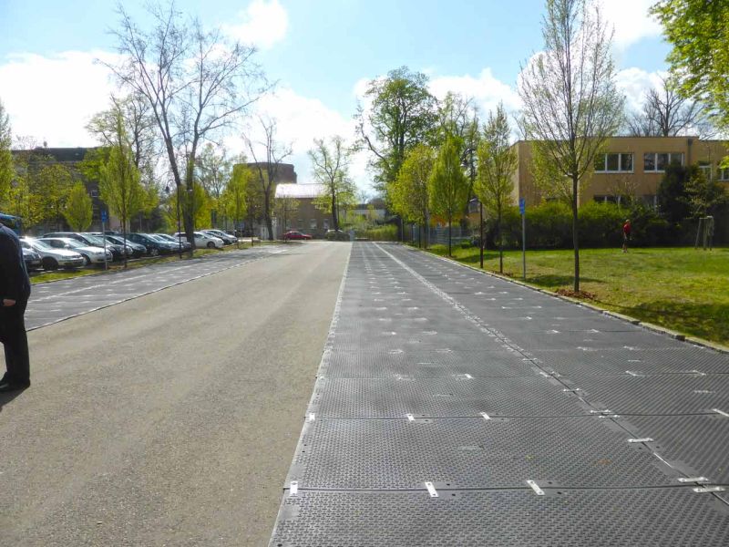 Pflasterschutz für einen temporären Busbahnhof zur BUGA