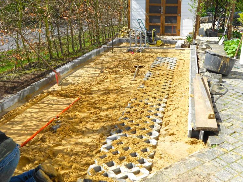 Anlegen einer stabilisierten Hof und PKW Stellfläche mit den Kieswaben KW50