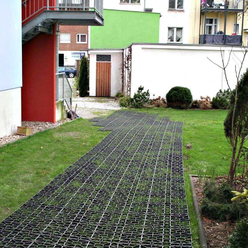 Rasengitter RG24 · 0,25 m² · 500 x 500 x 24 mm · 1,00 kg · Belastbar bis ca. 100 t/m² · On-Top Verlegung ohne Unterbau · Rasenbefestigung