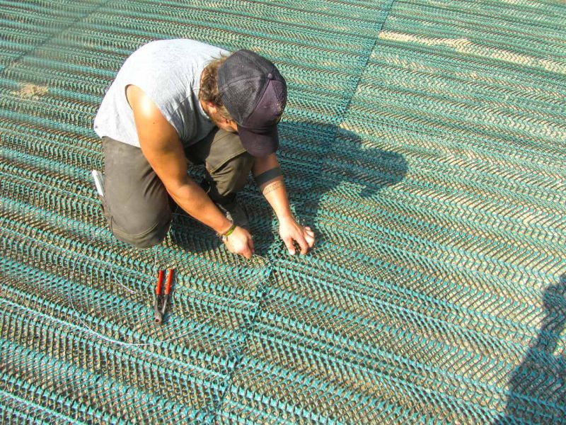 Rasennetz zur Rasenverstärkung eines Rasenparkplatz aus Rollrasen