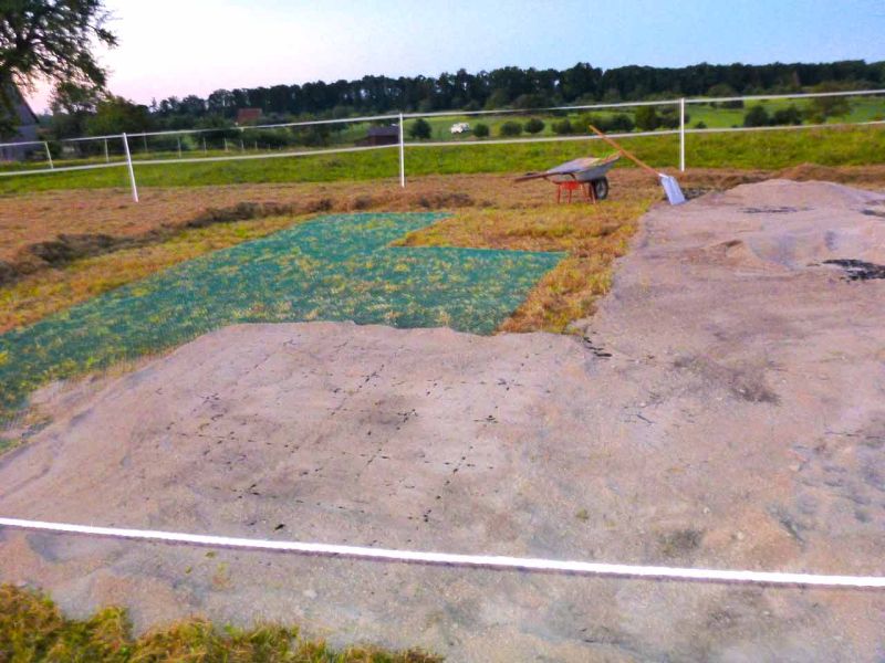 Bodenbefestigung eines Pferdeauslauf mit Weidezelt und Futterplatz