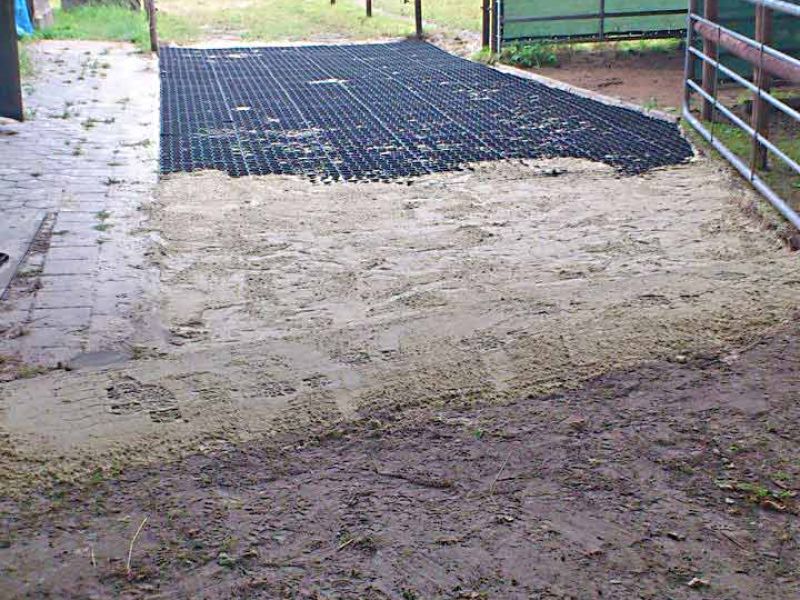Verlegung des Bodengitter BG30 ohne Unterbau für ein Pferde Paddock / Offenstall