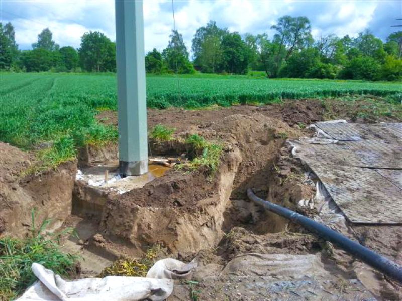 Mobile Baustraße für einen Freileitungsbau in Ulm