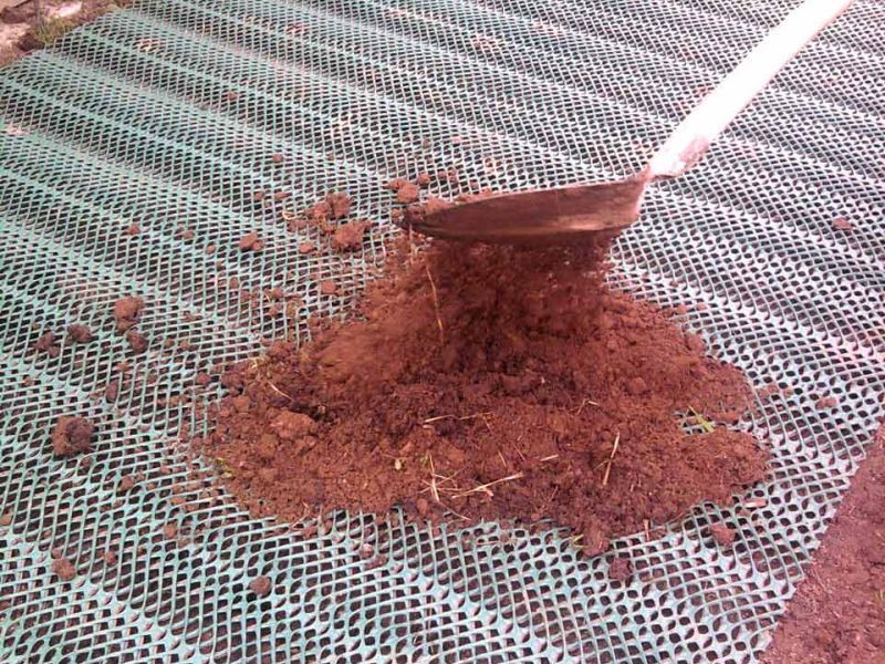 Rasennetz zum Rasenschutz für einen Offenstall und Auslauf eines Esel