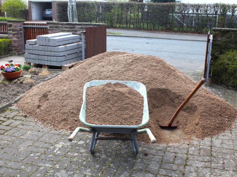 Verlegen von Kieswaben KW50 für einen stabilisierten Kiesweg im Garten