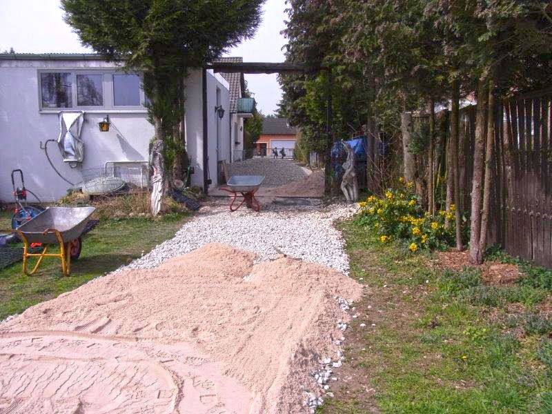 Befestigung eines Gartenweg ohne Unterbau mit Bodengitter BG50