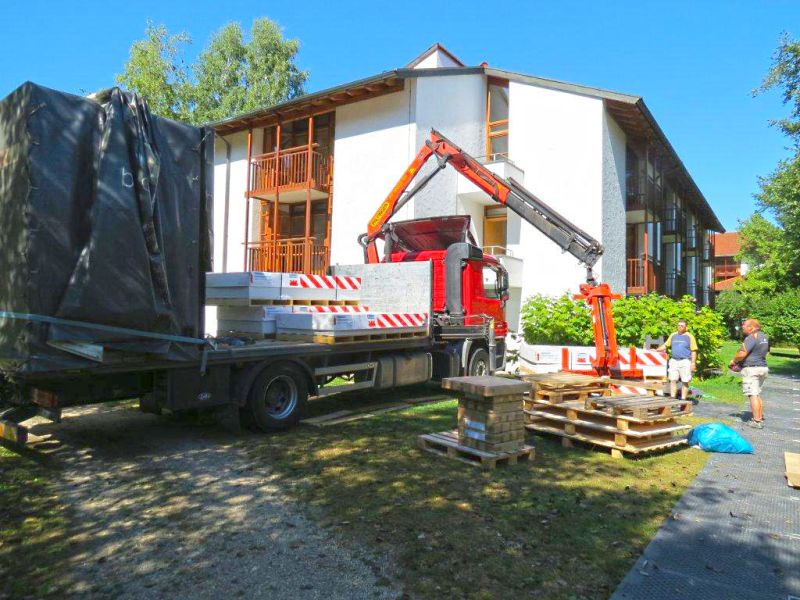 Baustraße zur Renovierung eines Gebäudes in Landshut
