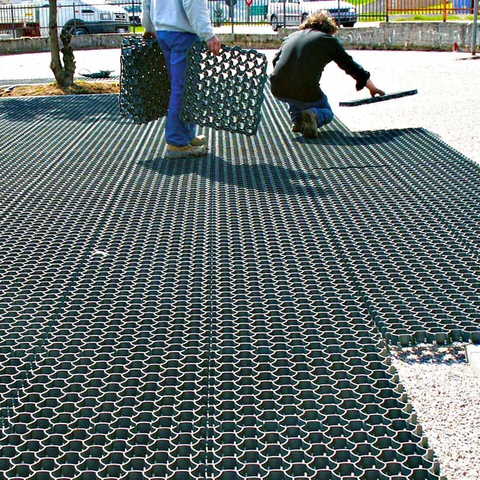 Rasenwabe RW40 Grün · 0,25 m² · 500 x 500 x 40 mm · 350,0 t/m² · 0,80 kg · 1,00mm Profilierung · 16 Kopplungen · On-Sub Verlegung · Drainage