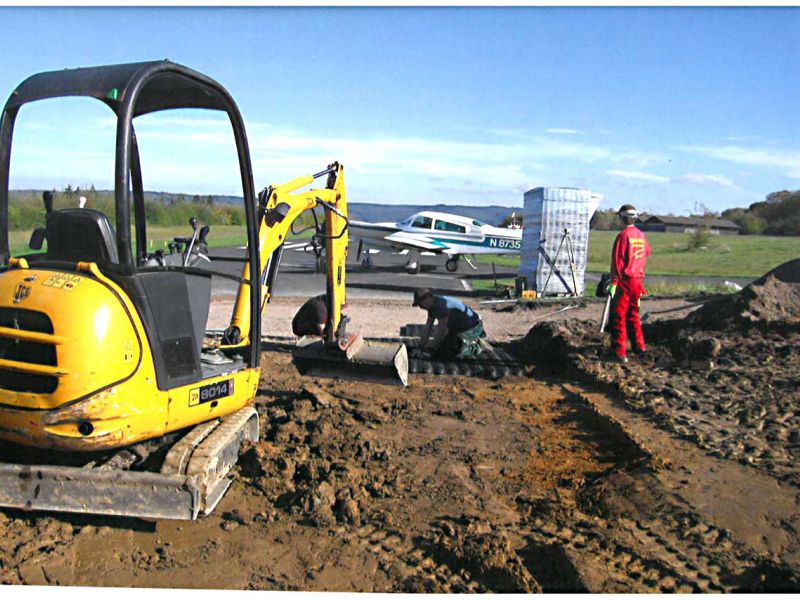 Verlängerung der Auslaufzone einer Flugplatz Landebahn mit dem Bodengitter BG50