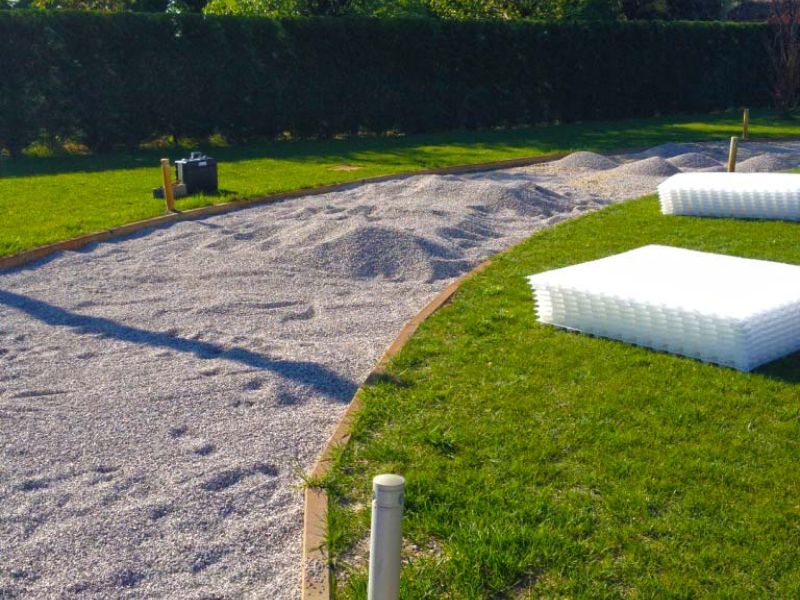 Anlegen eines stabilisierten Kiesweg im Garten mit dem Kiesgitter KG30