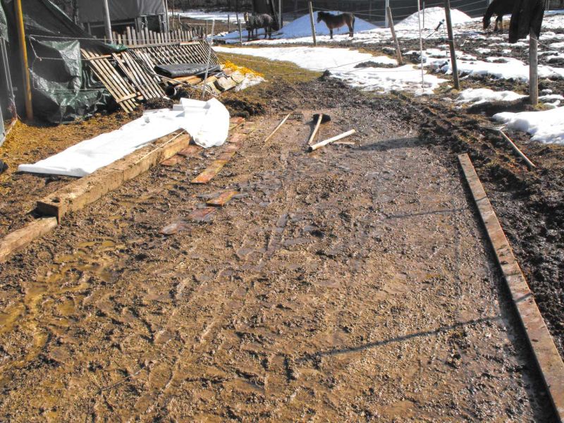 Verlegung des Bodengitter BG30 ohne Unterbau zur Herstellung eines Paddock